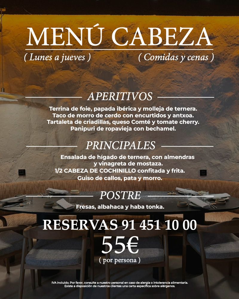 La Tasquería - Menú Cabeza