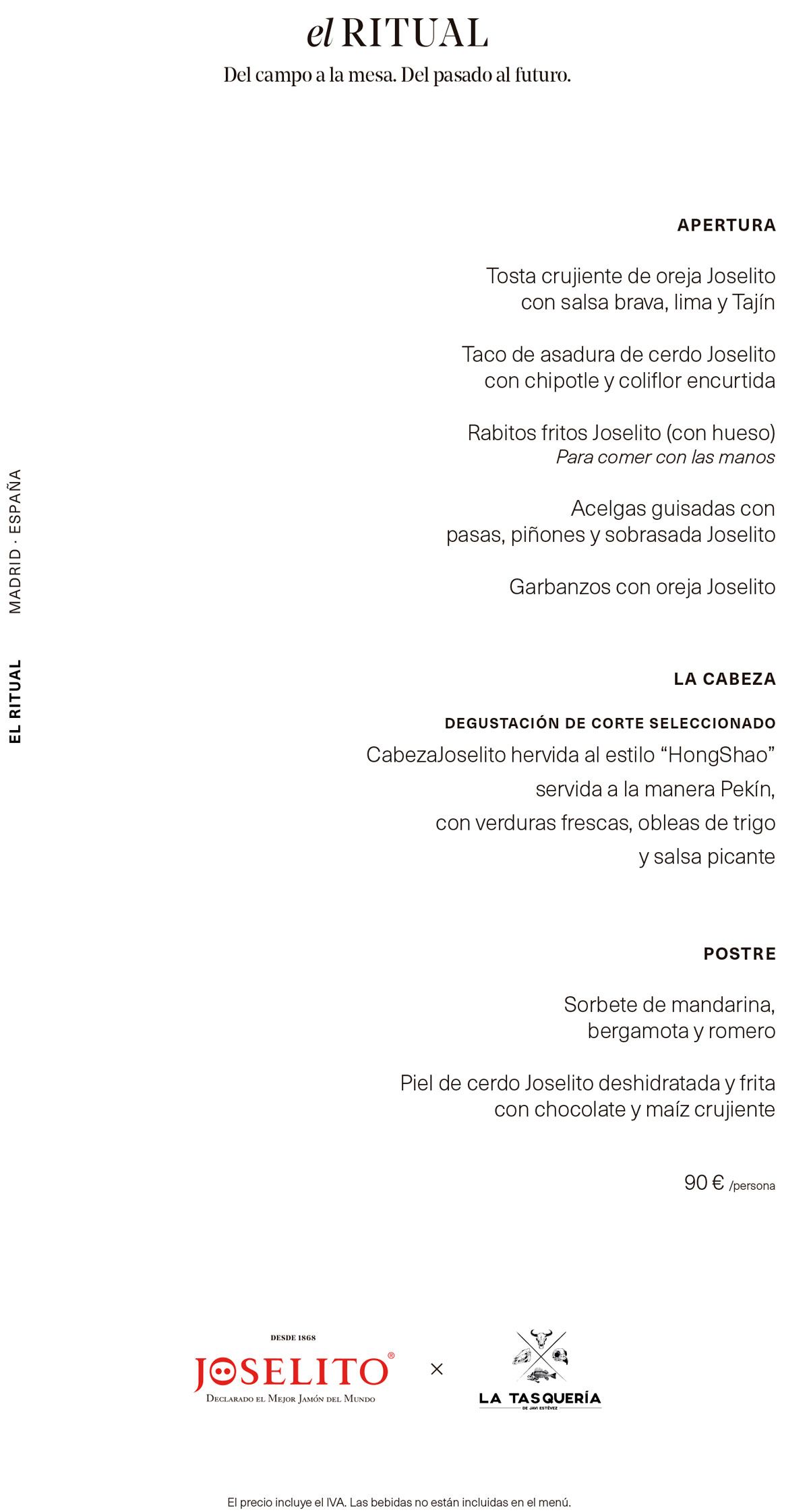 La Tasquería de Javi Estévez - Menú Joselito