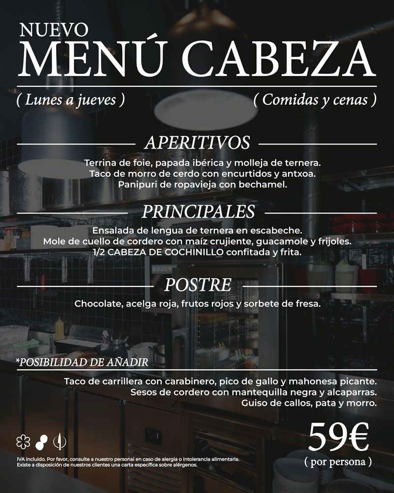 La Tasquería - Menú Cabeza